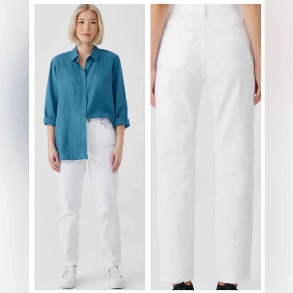 NWT Eileen Fisher Organic Cotton Denim Slim Jean Slim Fit Full Length Stretch 6